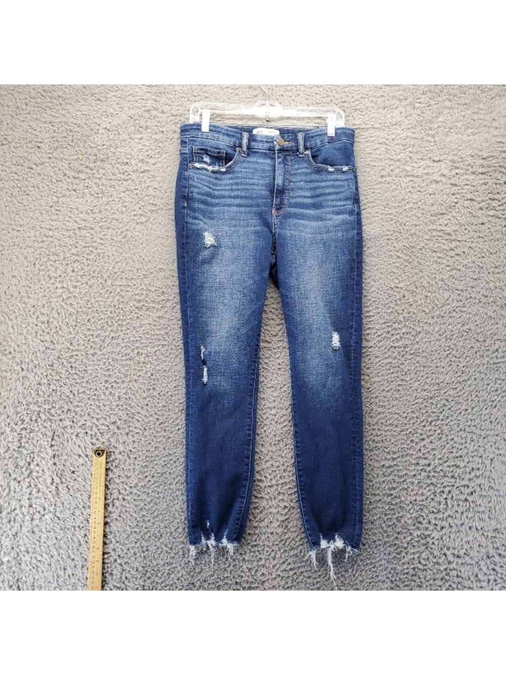 BKE Jeans Womens 28x27 Blue Parker High Rise Ankle Skinny Distressed Hem Denim